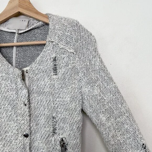 IRO Womens Size 1 Xsmall Agnete Tweed Zip Jacket - Picture 7 of 14